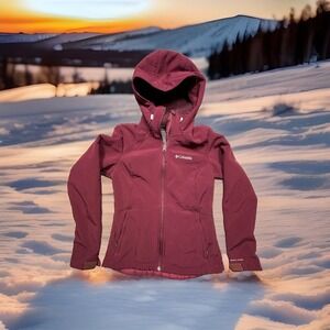 Columbia Alpine Fir Jacket Womens XS Red Omni-Wind Fleece Lined Softshell Hooded